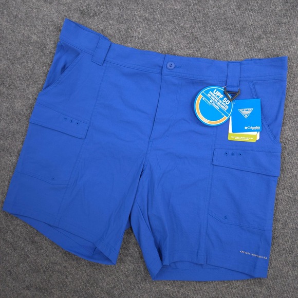 Columbia Low Drag PFG Shorts Mens XL Blue Omni Shield Outdoor Performance NEW - Picture 1 of 12